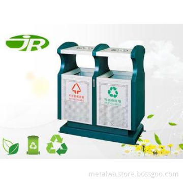 Double Square Park Steel Waste Bin Ashtray Rectangular For